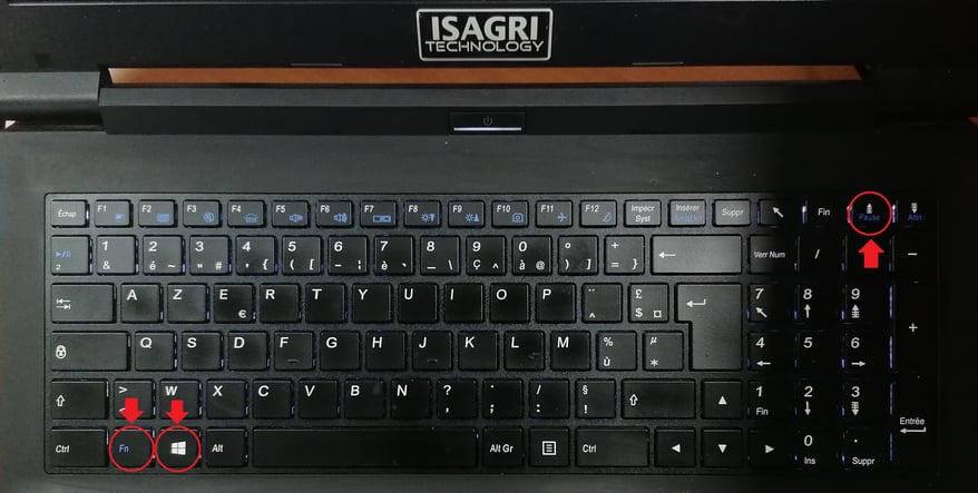 Opération clavier S pulse avec Fn pour afficher la fenêtre Système dans Windows