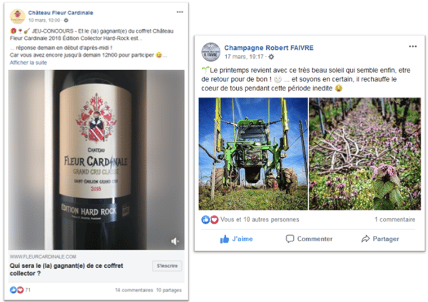 Exemple de communication de vignerons sur les réseaux sociaux