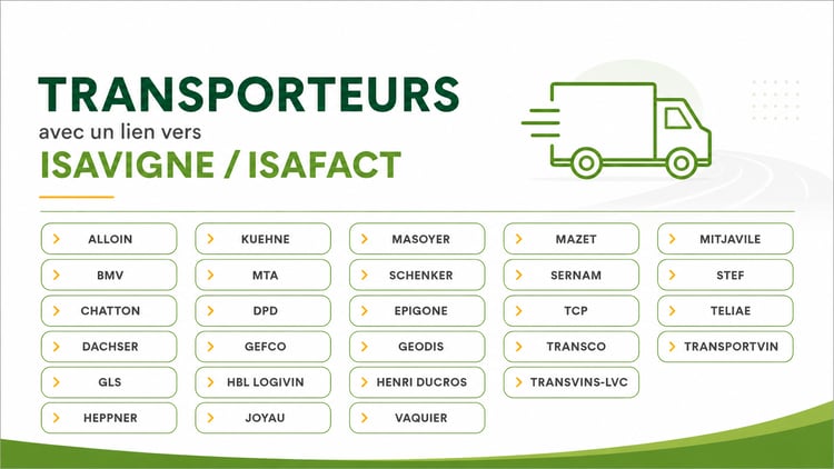 transporteurs en lien avec ISAVIGNE ISAFACT