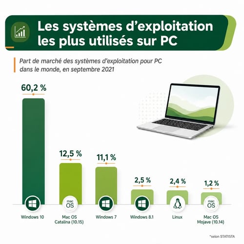 Part de marché par système d'exploitation 2021
