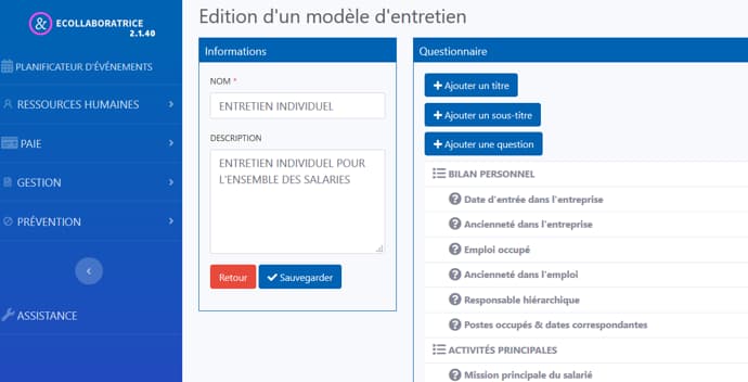 ecollaboratrice vous assiste dans la préparation des entretiens individuels