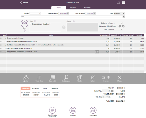 ROBBIN-creation-devis-creation-client-ajouter-article-imprimer