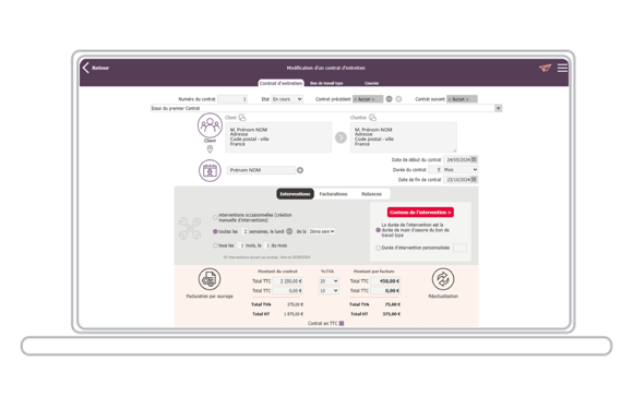 Facture contart d'entretien